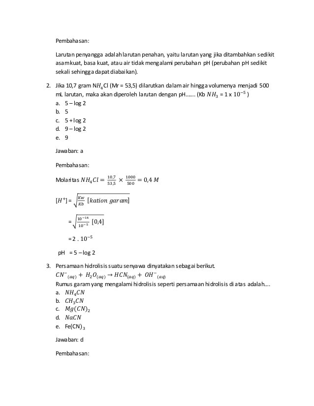 Soal Dan Pembahasan Kimia Larutan Penyangga - Kumpulan Contoh Surat Dan ...