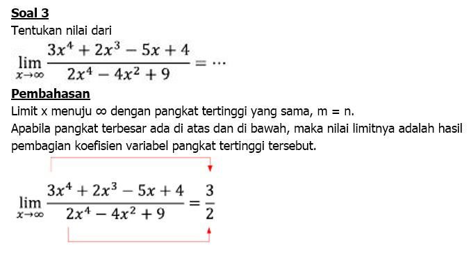 Soal Dan Pembahasan Limit Tak Hingga Bentuk Pecahan