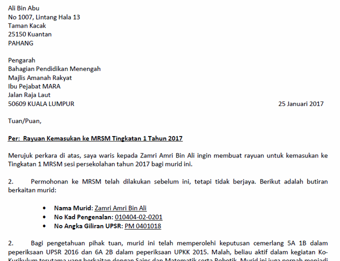 Contoh Surat Permohonan Rayuan Kumpulan Contoh Surat Dan Soal Terlengkap