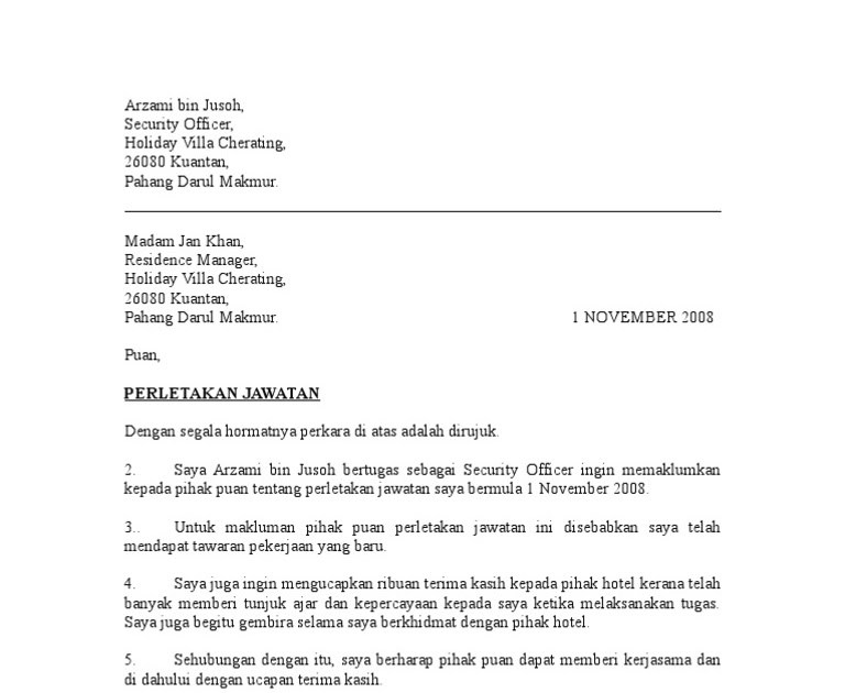 Contoh Surat Kiriman Rasmi Perletakan Jawatan Pengawas Kumpulan Contoh Surat Dan Soal Terlengkap