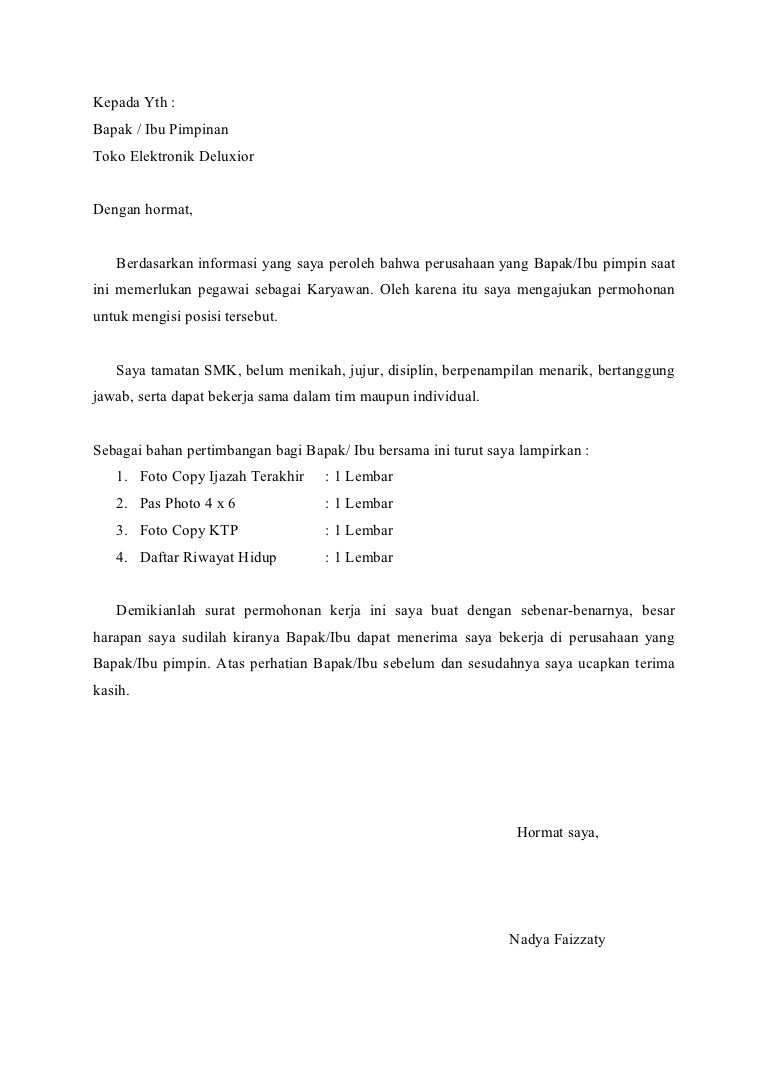 Download 65+ Contoh Surat Surat Lamaran Kerja Non Pengalaman Gratis