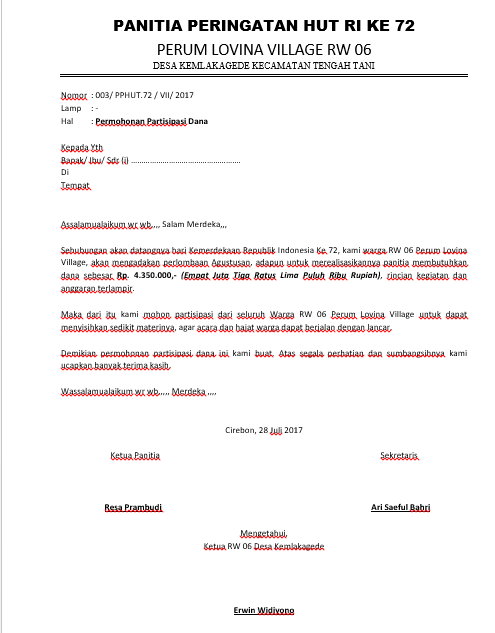 Contoh Surat Rasmi Memohon Sumbangan - Kumpulan Contoh Surat dan 