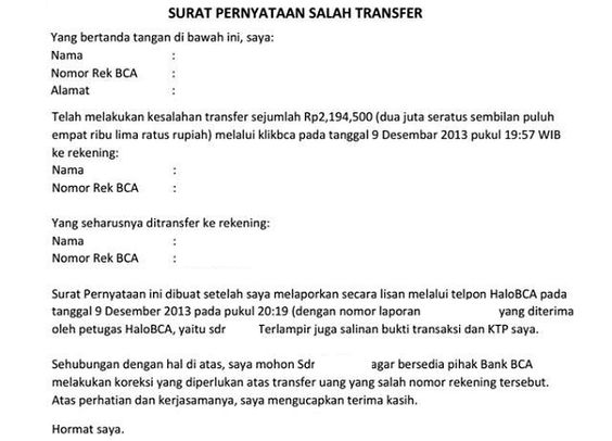 Contoh Surat Kuasa Bank Bca 