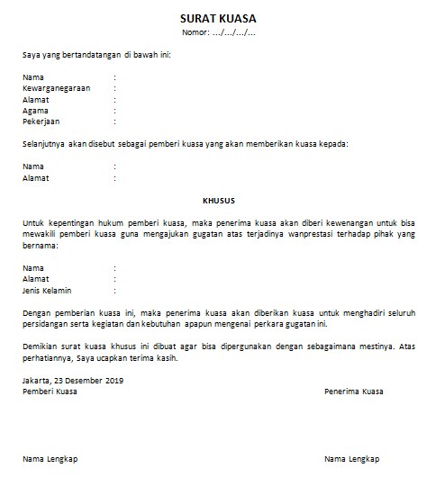 Artikel Contoh Surat Kuasa Perdata Lengkap - Kumpulan Contoh Surat Dan ...