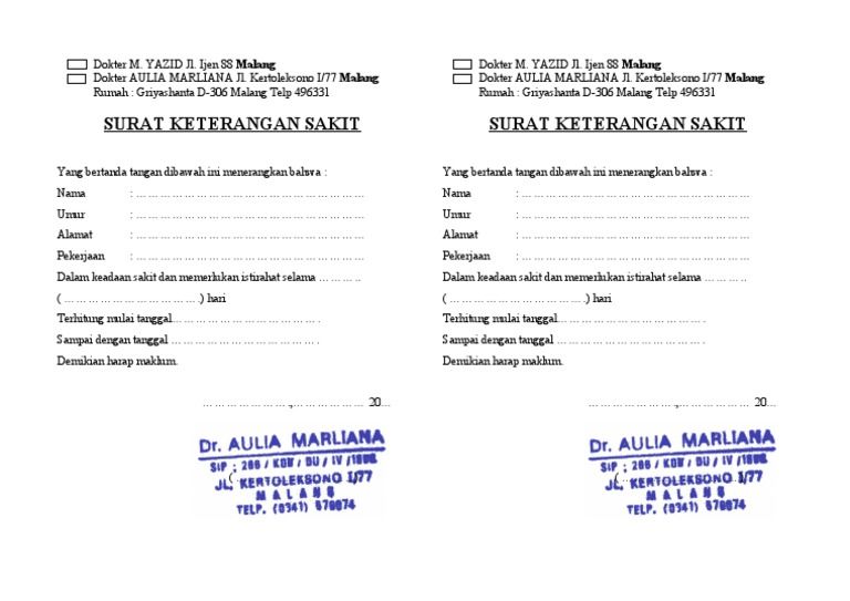 Download Surat Keterangan Sakit Dokter Dan Stempel Pdf Homecare24