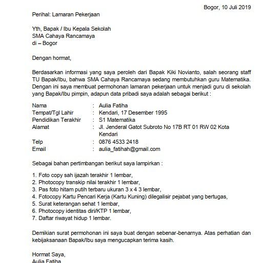 Download 94+ Contoh Surat Lamaran Kerja Menjadi Guru Gratis Terbaru