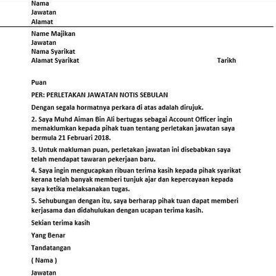 Contoh Surat Pengesahan Perletakan Jawatan Dari Majikan - Kumpulan 