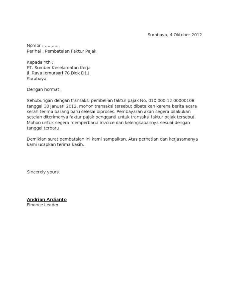 Contoh Surat Pernyataan Pembatalan JualBeli Tanah View Contoh Surat