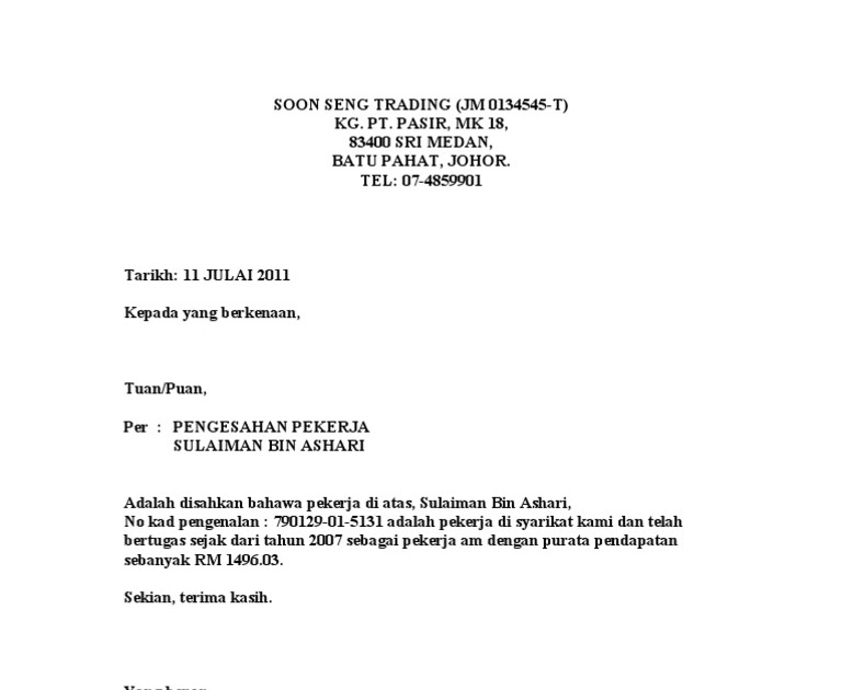 Contoh Surat Akuan Bujang Di Johor Kumpulan Contoh Surat dan Soal