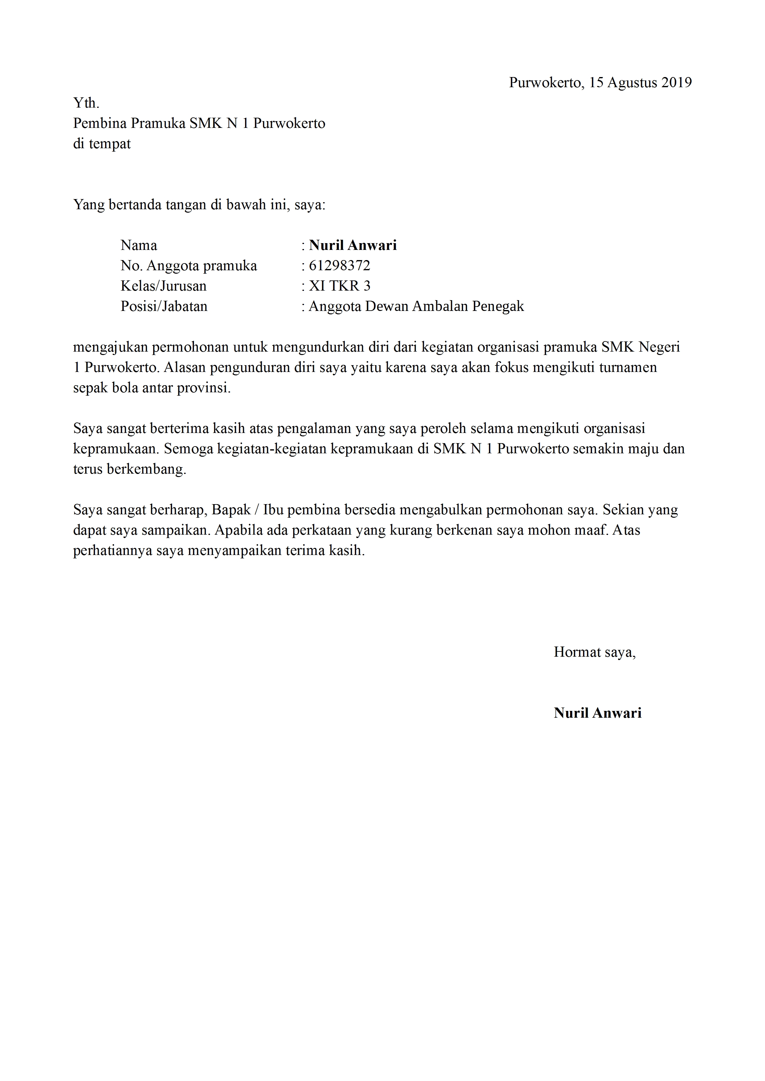 Contoh Surat Pengunduran Diri Extrakulikuler Kumpulan Contoh Surat Dan Soal Terlengkap Contoh Surat Pengunduran Diri Extrakulikuler Kumpulan Contoh Surat Dan Soal Terlengkap
