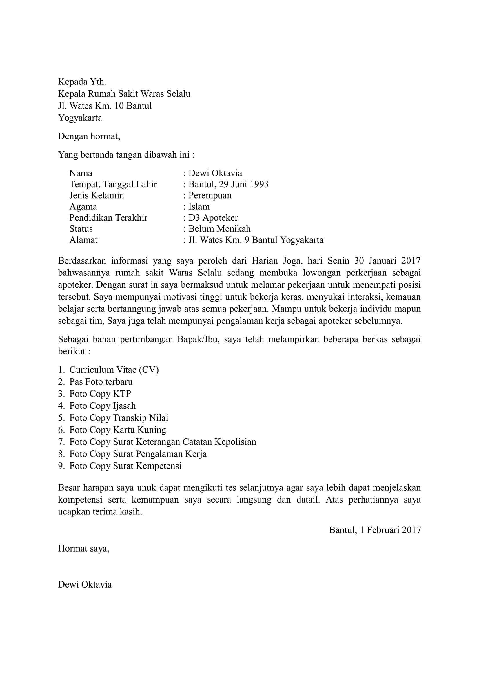 Download 73+ Contoh Surat Surat Lamaran Kerja Untuk Rumah Sakit Terbaru Gratis