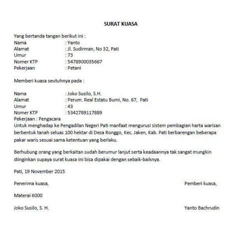 Contoh Surat Kuasa Harta Pusaka Kumpulan Contoh Surat Dan Soal Terlengkap