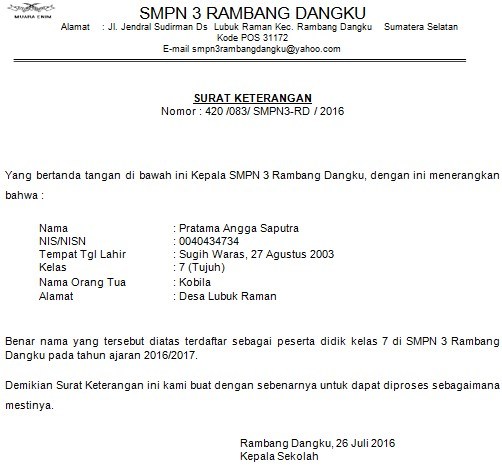 Contoh Surat Keterangan Dari Sekolah Untuk Mengikuti Lomba Kumpulan Contoh Surat Dan Soal Terlengkap