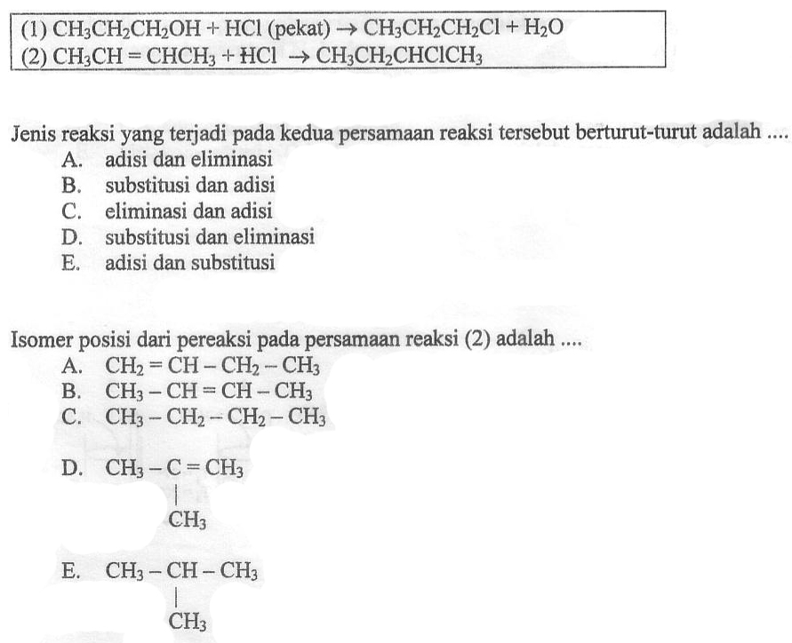 Soal Dan Jawaban Reaksi Hidrokarbon