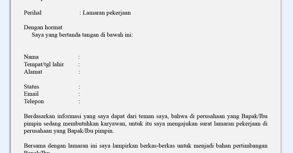 Download 76+ Contoh Surat Lamaran Kerja Quipper Gratis Terbaru