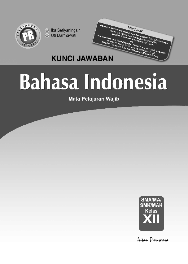 Jawaban Soal Buku Paket Bahasa Indonesia Kelas 12