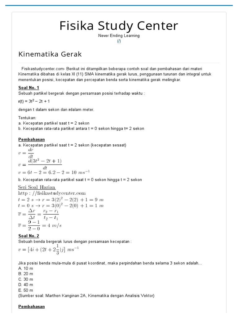 Contoh Soal Dan Pembahasan Gerak Melingkar Pdf