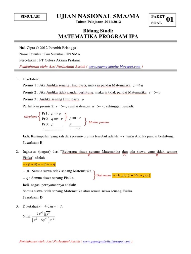 Jawaban Soal Simulasi Matematika