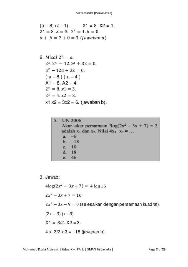 Soal Dan Pembahasan Matematika Peminatan Kelas 10 - Kumpulan Contoh Surat Dan Soal Terlengkap