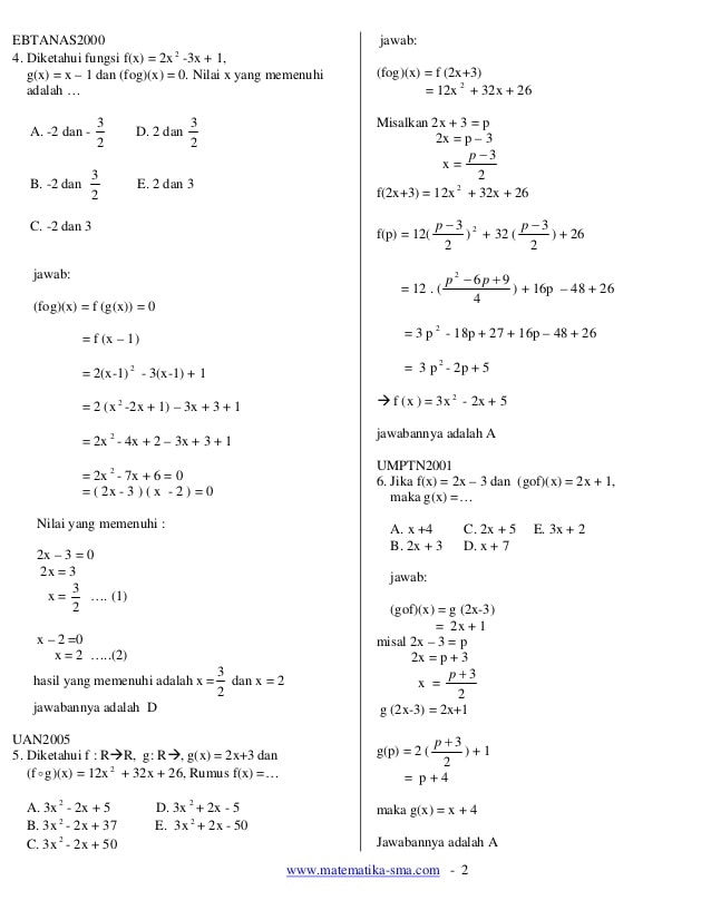 Soal Dan Pembahasan Komposisi Tiga Fungsi - Kumpulan Contoh Surat dan