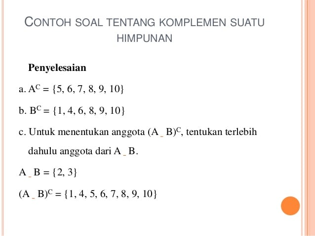 Soal Dan Jawaban Komplemen Himpunan